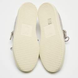 Pre Owned Giuseppe Zanotti Metallic Grey Suede Double Zip Low Top Sneakers Size 41