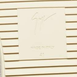 Pre Owned Giuseppe Zanotti Metallic Grey Suede Double Zip Low Top Sneakers Size 41