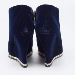 Giuseppe Zanotti Navy Blue Chain Link Ankle Boots Size 41