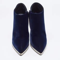 Giuseppe Zanotti Navy Blue Chain Link Ankle Boots Size 41