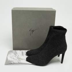 Giuseppe Zanotti Black Glitter Fabric Ankle Boots Size 41