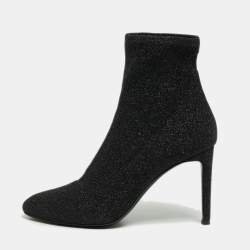 Giuseppe Zanotti Black Glitter Fabric Ankle Boots Size 41
