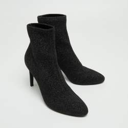 Giuseppe Zanotti Black Glitter Fabric Ankle Boots Size 41