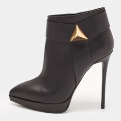 Giuseppe Zanotti Black Leather Emy Stud Ankle Boots Size 41