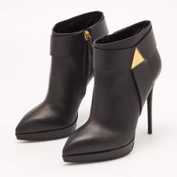 Giuseppe Zanotti Black Leather Emy Stud Ankle Boots Size 41