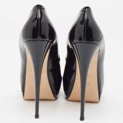 Pre Owned Giuseppe Zanotti Black Leather Peep Toe Platform Pumps Size 41