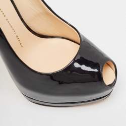 Pre Owned Giuseppe Zanotti Black Leather Peep Toe Platform Pumps Size 41