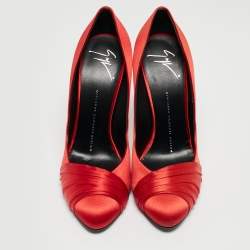 Giuseppe Zanotti Red Satin Round Toe Pumps Size 38 