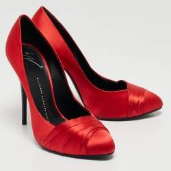 Giuseppe Zanotti Red Satin Round Toe Pumps Size 38 