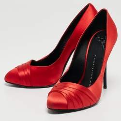 Giuseppe Zanotti Red Satin Round Toe Pumps Size 38 