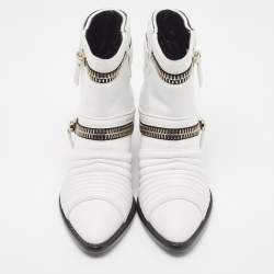 Giuseppe Zanotti White Quilted Leather Ankle Boots Size 37.5