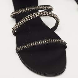 Pre Owned Giuseppe Zanotti Black Satin Embellished Gladiator Sandals Size 38