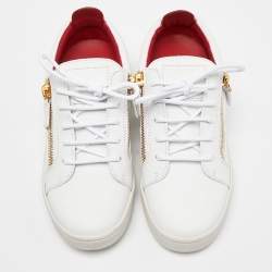 مملوكة مسبقًا Giuseppe Zanotti White Leather Brek Low Top Sneakers Size 39