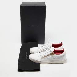 مملوكة مسبقًا Giuseppe Zanotti White Leather Brek Low Top Sneakers Size 39