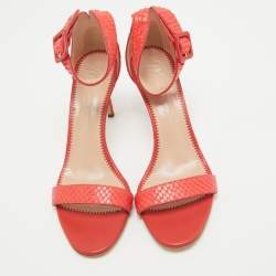 Giuseppe Zanotti Pink Embossed Snakeskin Neyla Sandals Size 38.5