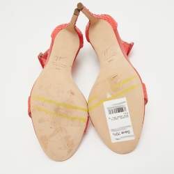 Giuseppe Zanotti Pink Embossed Snakeskin Neyla Sandals Size 38.5