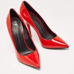 Pre Owned Giuseppe Zanotti Red Patent Leather Pointed Toe Pumps Size 41