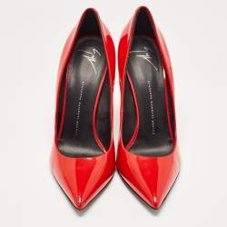 Pre Owned Giuseppe Zanotti Red Patent Leather Pointed Toe Pumps Size 41