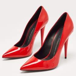 Pre Owned Giuseppe Zanotti Red Patent Leather Pointed Toe Pumps Size 41