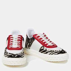 Giuseppe Zanotti Tri Color Calfhair and Leather Sneakers Size 36