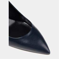 Pre Owned Giuseppe Zanotti Navy Blue Leather Mid Heel Pumps 37
