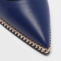 Giuseppe Zanotti Blue Leather Yvette Chain Wedge Pumps Size 37.5
