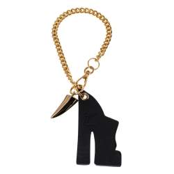 Giuseppe Zanotti Black Leather Iconic Clog Key Ring/Bag Charm