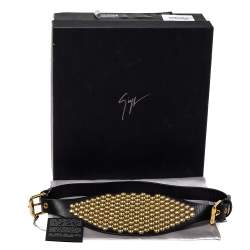 Giuseppe Zanotti Black Leather Studded Waist Belt Medium