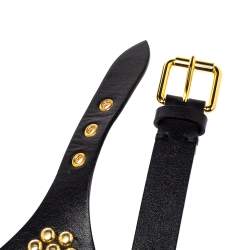 Giuseppe Zanotti Black Leather Studded Waist Belt Medium