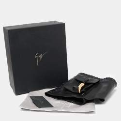 Giuseppe Zanotti Black Leather Metal Shark Tooth Wide Waist Belt