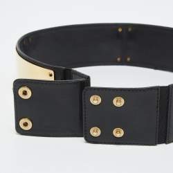Pre Owned Giuseppe Zanotti Black Leather Metal Waist Belt