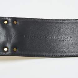 Pre Owned Giuseppe Zanotti Black Leather Metal Waist Belt