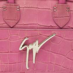 Giuseppe Zanotti Pink Croc Embossed Leather G17 Tote