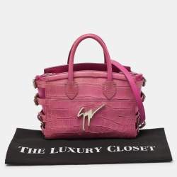 Giuseppe Zanotti Pink Croc Embossed Leather G17 Tote