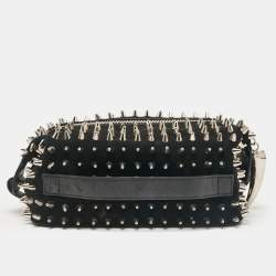 Giuseppe Zanotti Black Spiked Leather and Suede Clutch