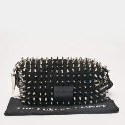 Giuseppe Zanotti Black Spiked Leather and Suede Clutch