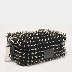 Giuseppe Zanotti Black Spiked Leather and Suede Clutch