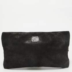 Giuseppe Zanotti Black Suede Skull Zip Clutch