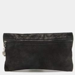 Giuseppe Zanotti Black Suede Skull Zip Clutch