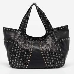 Giuseppe Zanotti Black Leather Studded Hobo