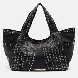 Giuseppe Zanotti Black Leather Studded Hobo