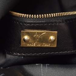 Pre Owned Giuseppe Zanotti Black Suede Crystals Embellished Clutch