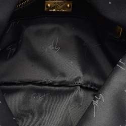 Pre Owned Giuseppe Zanotti Black Suede Crystals Embellished Clutch