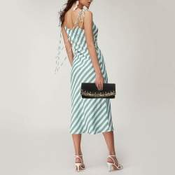 Pre Owned Giuseppe Zanotti Black Suede Crystals Embellished Clutch