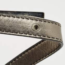 Pre Owned Giuseppe Zanotti Metallic Grey Leather Metal Handle Hobo