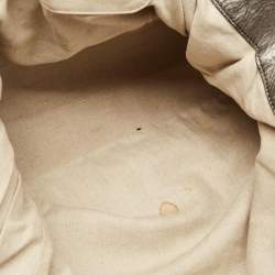 Pre Owned Giuseppe Zanotti Metallic Grey Leather Metal Handle Hobo