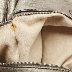 Pre Owned Giuseppe Zanotti Metallic Grey Leather Metal Handle Hobo