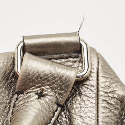 Pre Owned Giuseppe Zanotti Metallic Grey Leather Metal Handle Hobo