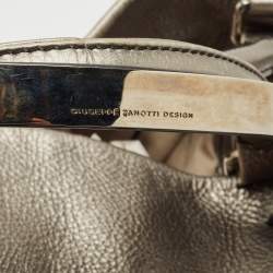 Pre Owned Giuseppe Zanotti Metallic Grey Leather Metal Handle Hobo