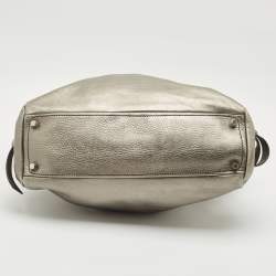 Pre Owned Giuseppe Zanotti Metallic Grey Leather Metal Handle Hobo